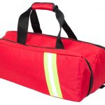 Image of a Lennox Red Oxygen barrel bag with a diagonal reflective strip